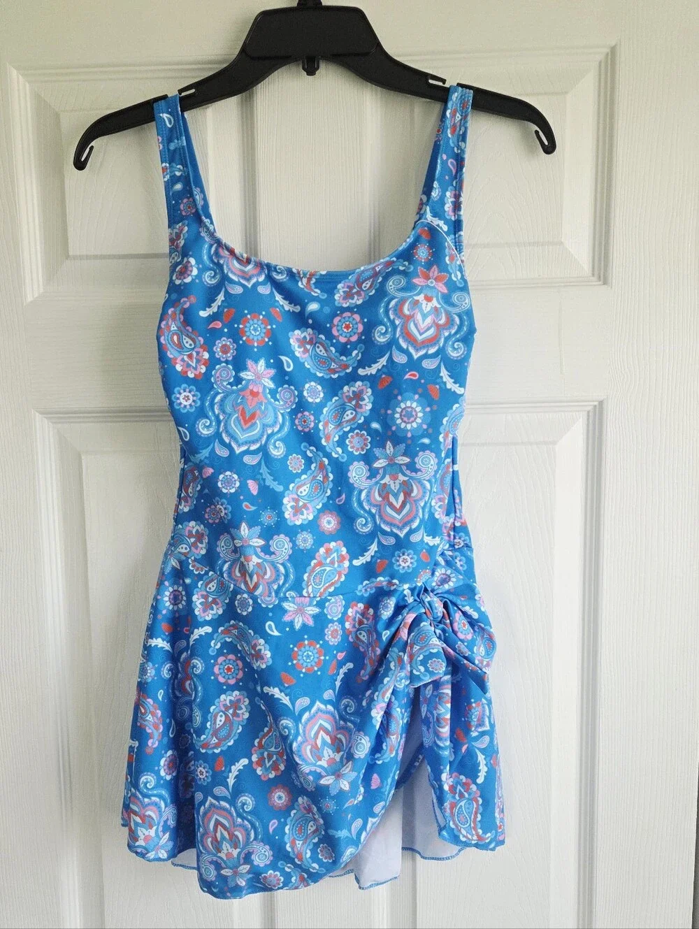 New!!! Eomenie ✨️ Blue Paisley One-Piece Women's Swimdress with Side Tie Size S